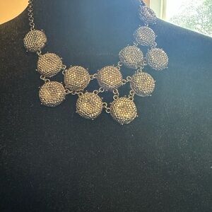 Sparkling Dome Statement Necklace - silver Tone